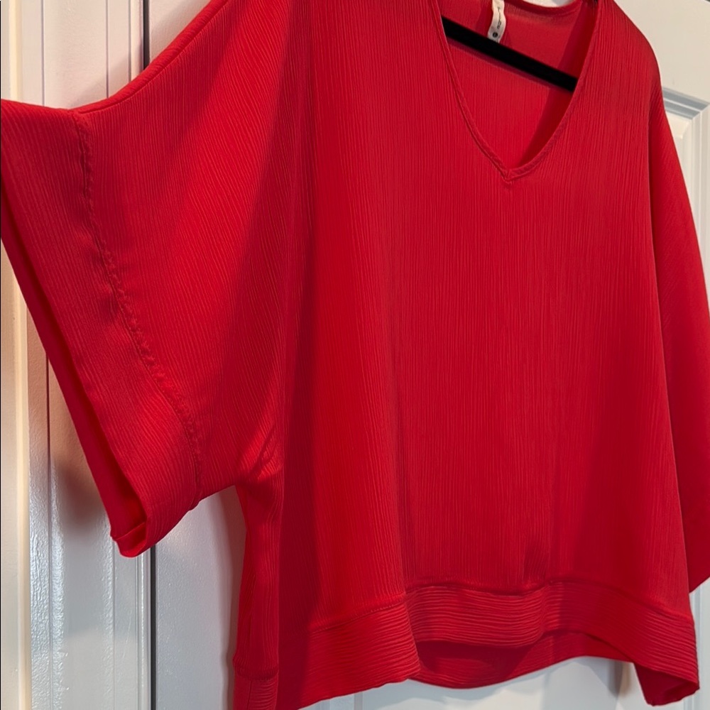 Women's Red V-Neck Top - Picture 2 of 6